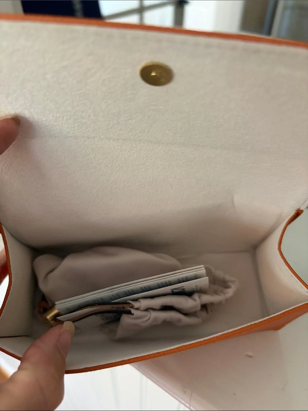 Tory Burch Bright Orange Saffiano Leather sunglasses case